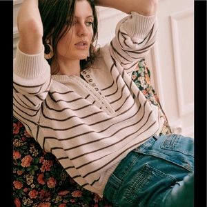 Sezane Leontine Striped Jumper Ecru / Camel XXS